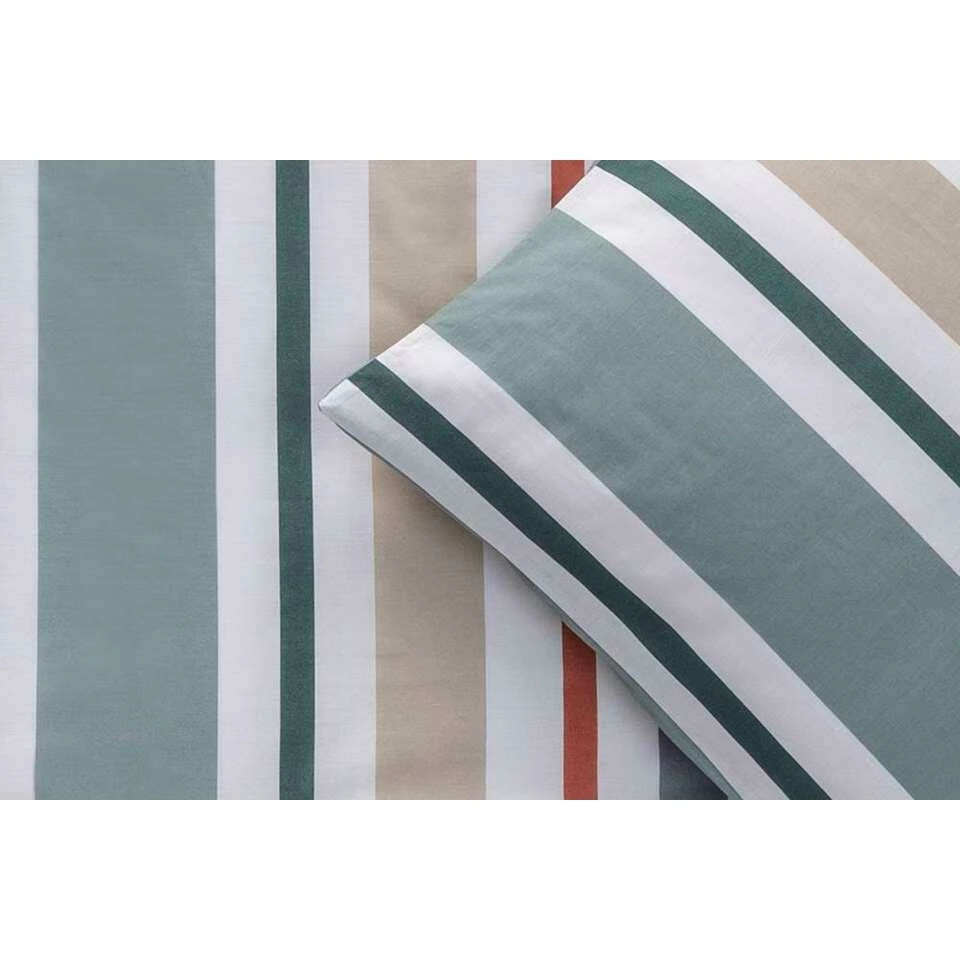 Comfort Dekbedovertrek Ragnar Strepen - Wit/groen - 200x200/220 Cm 4 Comfort Dekbedovertrek Ragnar Strepen - Wit/groen - 200x200/220 Cm - Afbeelding 2