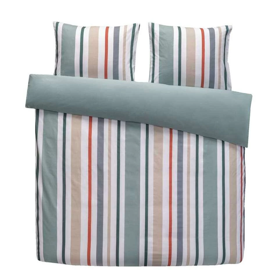 Comfort Dekbedovertrek Ragnar Strepen - Wit/groen - 200x200/220 Cm 3 Comfort Dekbedovertrek Ragnar Strepen - Wit/groen - 200x200/220 Cm