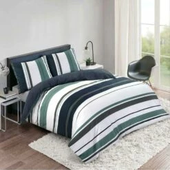 Royal Dekbedovertrek Kalmar Strepen - Wit/groen - 200x200/220 Cm -Cinderella Winkel 31105822 1950