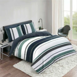 Royal Dekbedovertrek Kalmar Strepen - Wit/groen - 200x200/220 Cm -Cinderella Winkel 31105822 9050