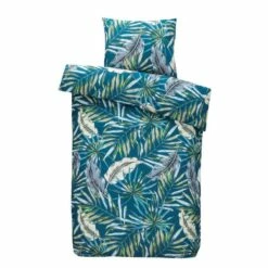 Comfort Dekbedovertrek Jasmine Botanisch - Blauwgroen - 140x200/220 Cm
