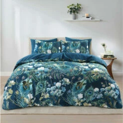 Royal Dekbedovertrek Amari Botanisch - Blauw - 200x200/220 Cm -Cinderella Winkel 31105984 9050