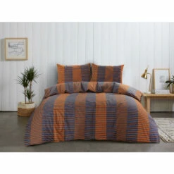 Comfort Dekbedovertrek Zef Strepen - Caramel/blauw - 140x200/220 Cm -Cinderella Winkel 31105989 9050