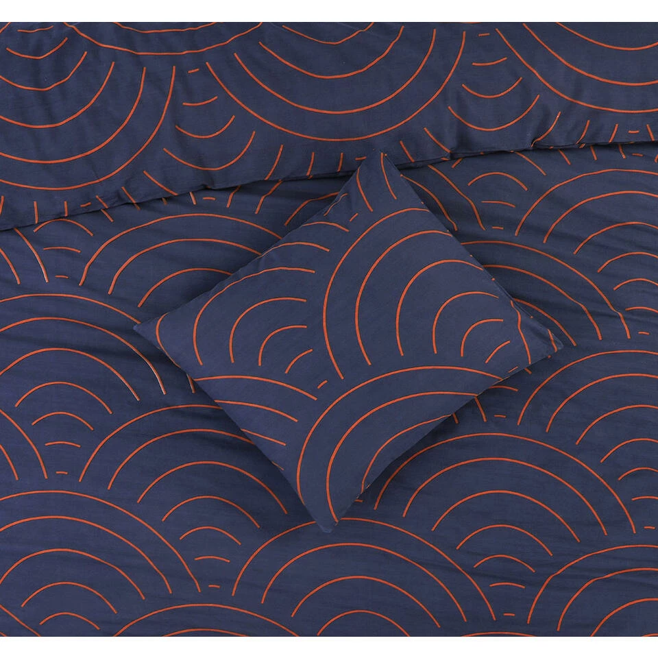 Comfort Dekbedovertrek Sendai Grafisch - Blauw/caramel - 200x200/220 Cm 4 Comfort Dekbedovertrek Sendai Grafisch - Blauw/caramel - 200x200/220 Cm - Afbeelding 2
