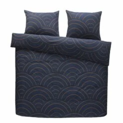 Comfort Dekbedovertrek Sendai Grafisch - Blauw/caramel - 200x200/220 Cm