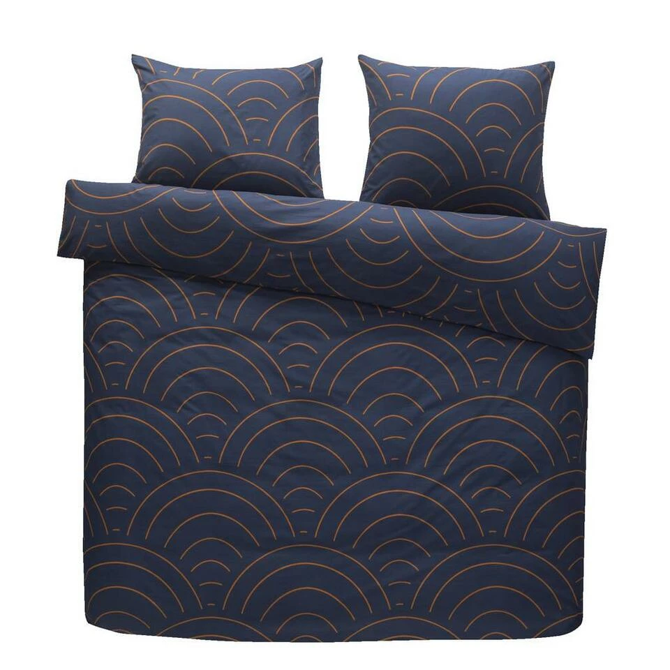 Comfort Dekbedovertrek Sendai Grafisch - Blauw/caramel - 200x200/220 Cm 3 Comfort Dekbedovertrek Sendai Grafisch - Blauw/caramel - 200x200/220 Cm