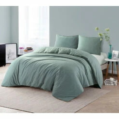 Comfort Dekbedovertrek Jorrit Effen - Groen - 140x200/220 Cm -Cinderella Winkel 31106082 9050