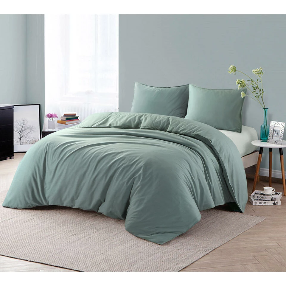 Comfort Dekbedovertrek Jorrit Effen - Groen - 200x200/220 Cm 5 Comfort Dekbedovertrek Jorrit Effen - Groen - 200x200/220 Cm - Afbeelding 3