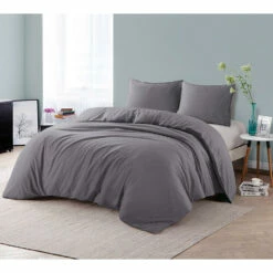 Comfort Dekbedovertrek Jorrit Effen - Antraciet - 240x200/220 Cm -Cinderella Winkel 31106086 9050