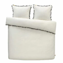 Dindi Home Dekbedovertrek Fleeky Fringes Effen - Wit - 200x200/220 Cm