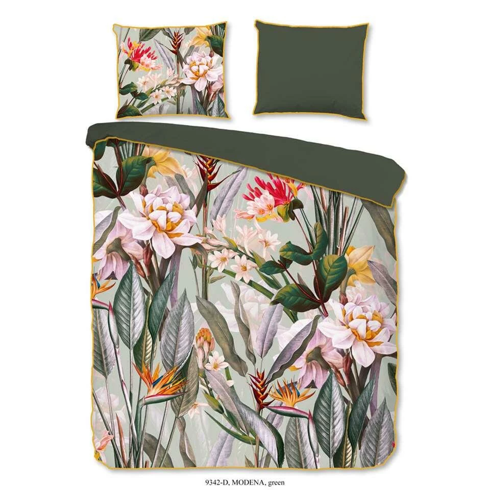 Descanso Dekbedovertrek Modena - Groen - 140x200/220 Cm 3 Descanso Dekbedovertrek Modena - Groen - 140x200/220 Cm